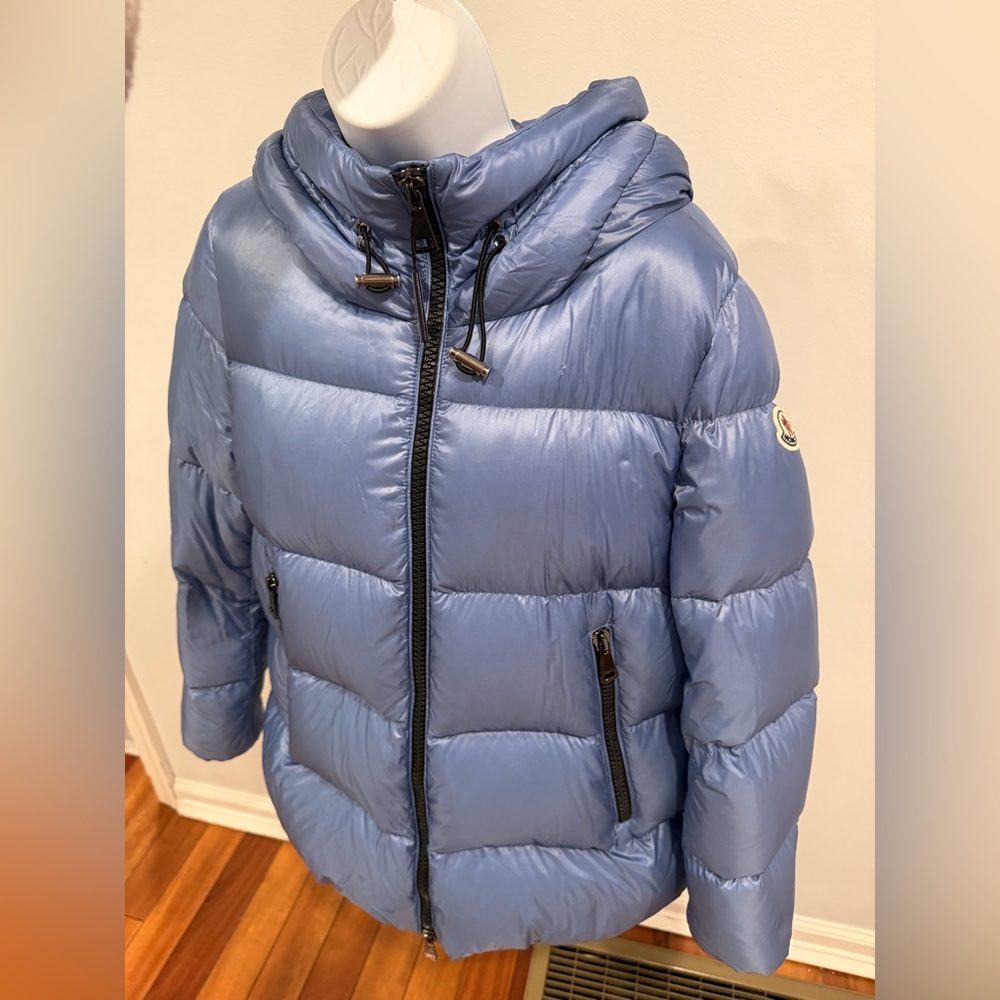 Moncler Serrite blue puffer jacket coat hooded outerwear AUTHENTIC ⭐️siz3/large - Picture 17 of 17